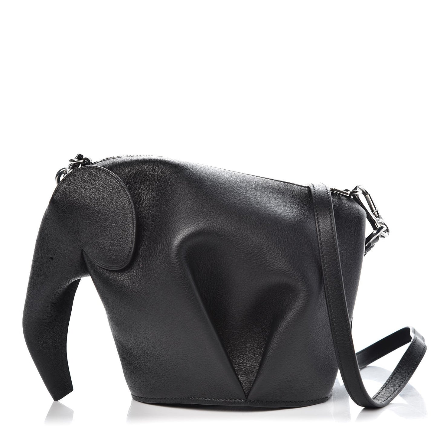 Calfskin Mini Elephant Crossbody Bag Black