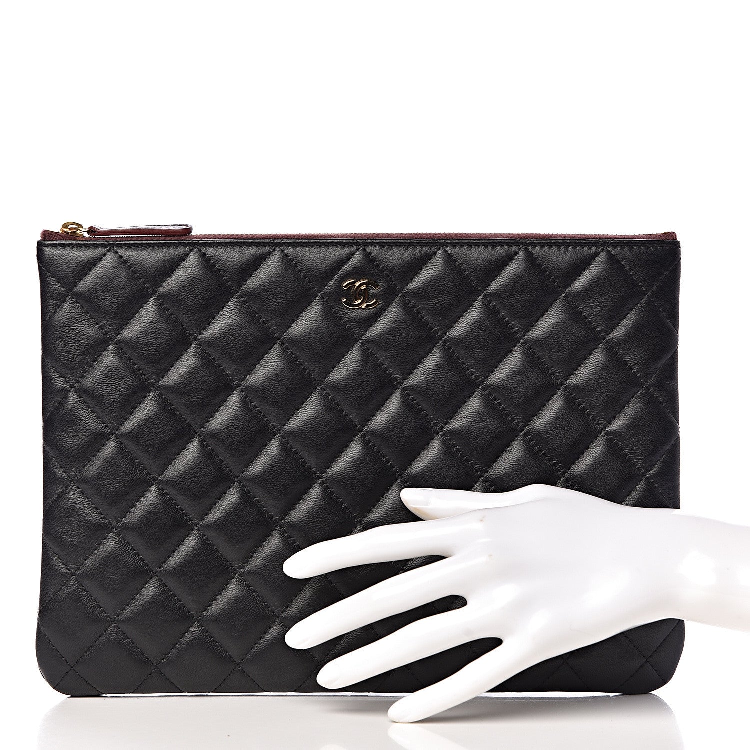Chanel Lambskin Quilted Medium Cosmetic Case Black 2 of 12