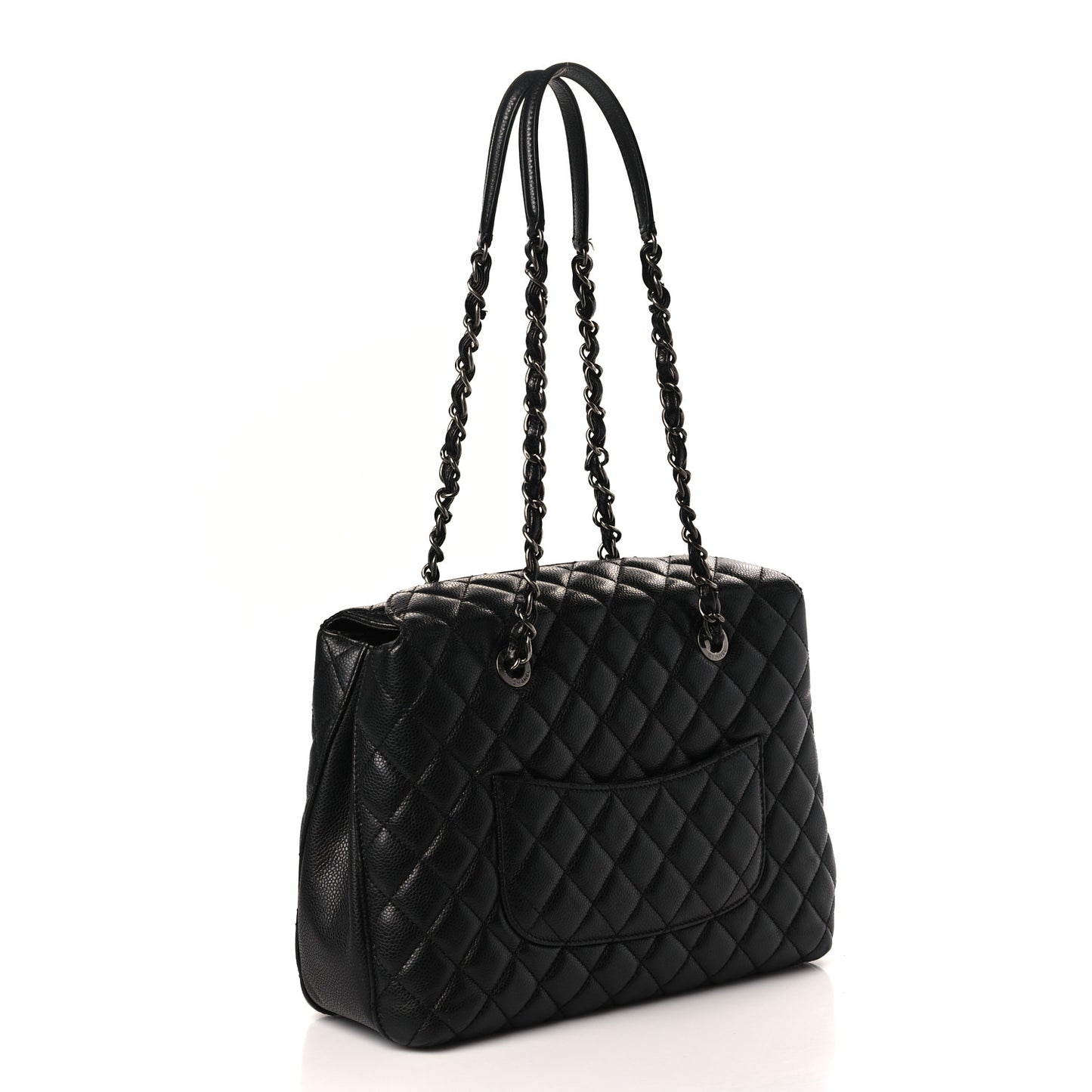Caviar Quilted City Shopping Tote Black