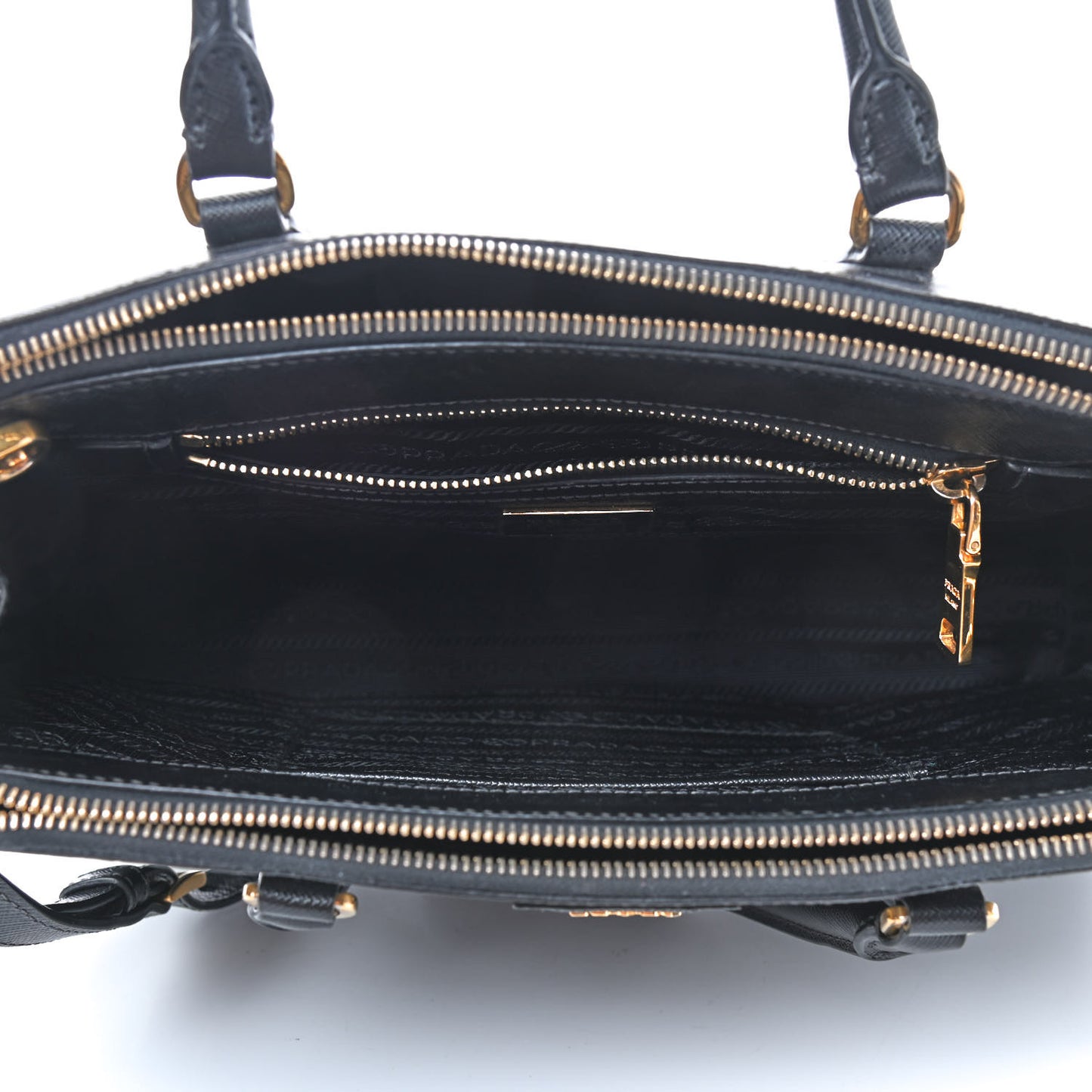 Saffiano Small Galleria Double Zip Tote Black