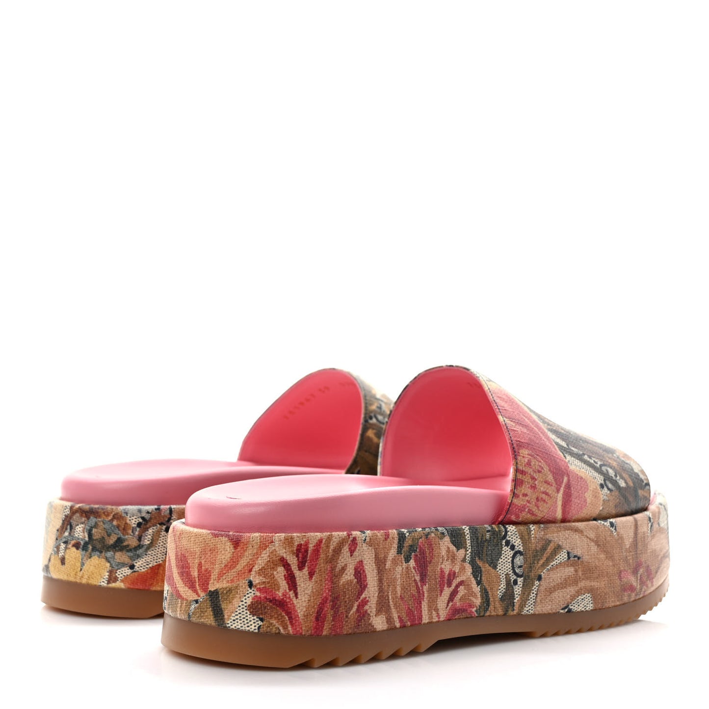 GG Supreme Monogram Water Flora Angelina Platform Slide Sandals 39 Beige Blue Multicolor