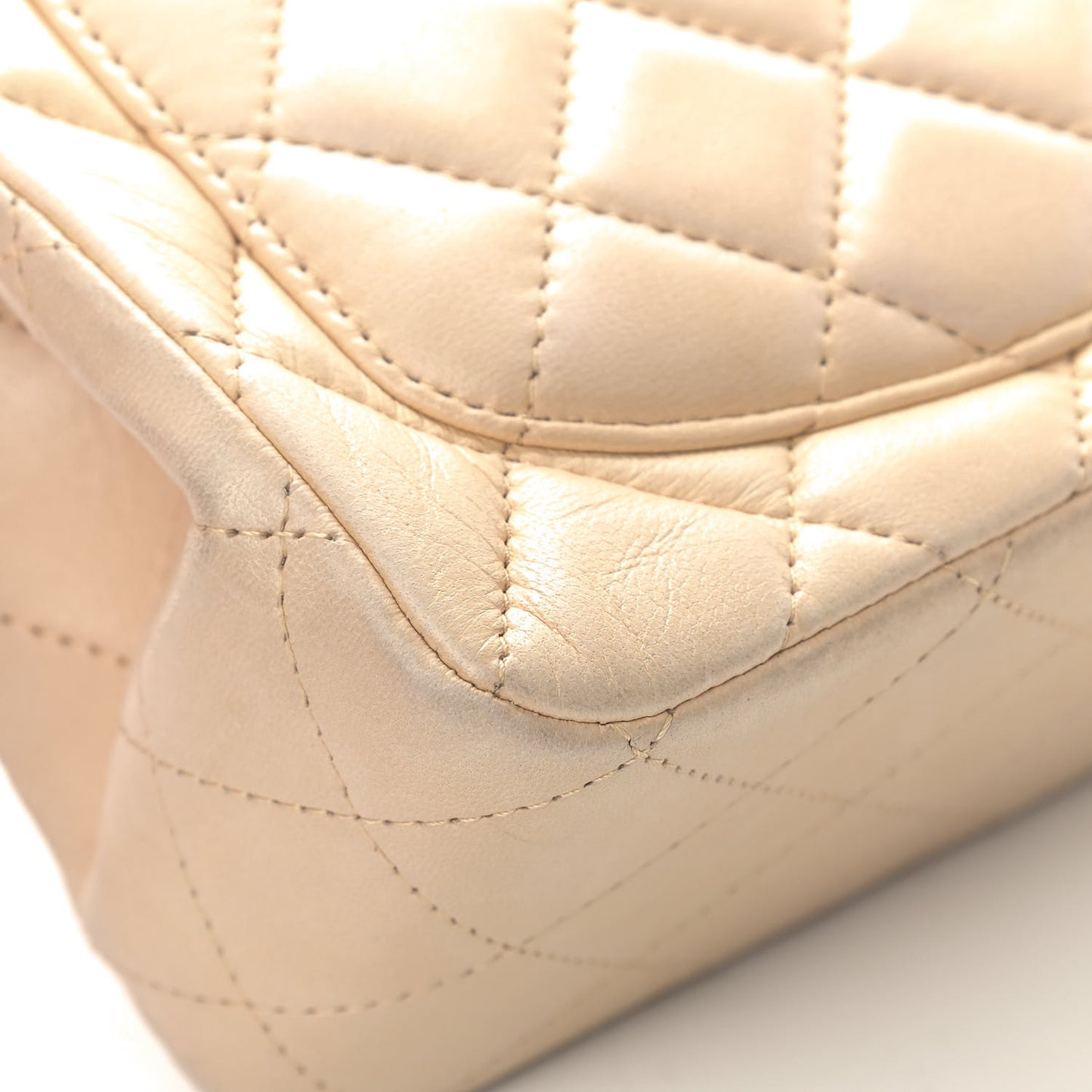 Lambskin Quilted Mini Square Flap Beige