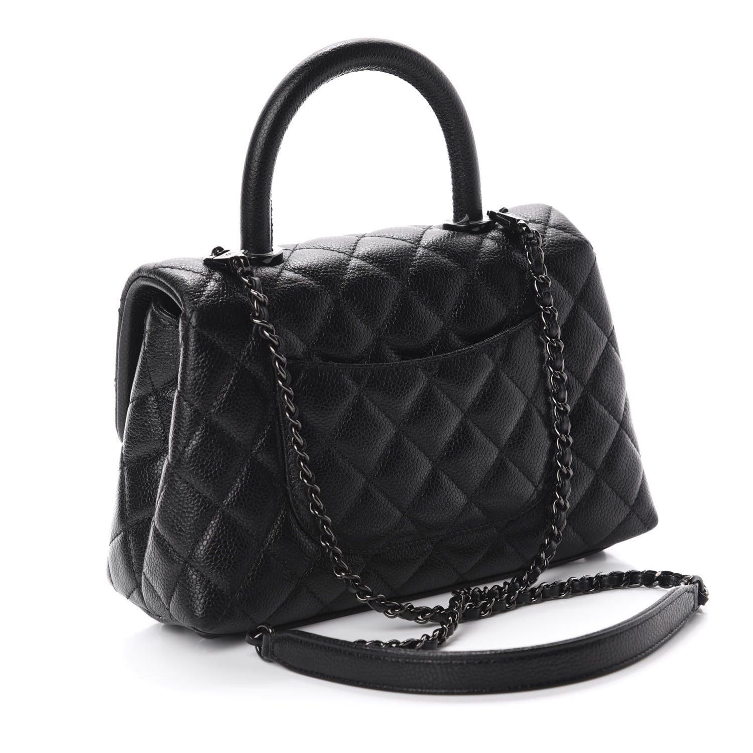 Chanel Iridescent Caviar Quilted Mini Coco Handle Flap So Black 3 of 13