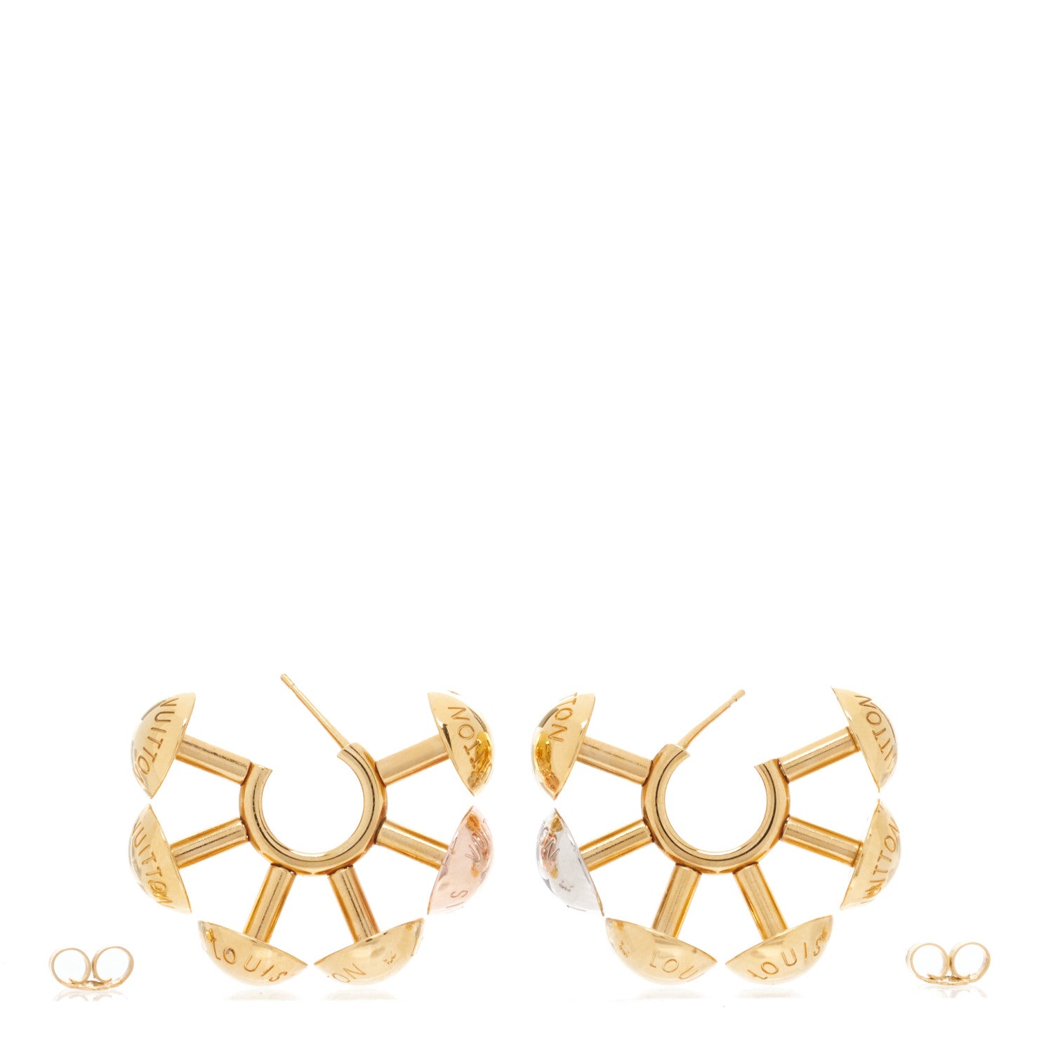 Louis Vuitton Studdy Hoop Earrings MM Gold Pink Silver 3 of 9
