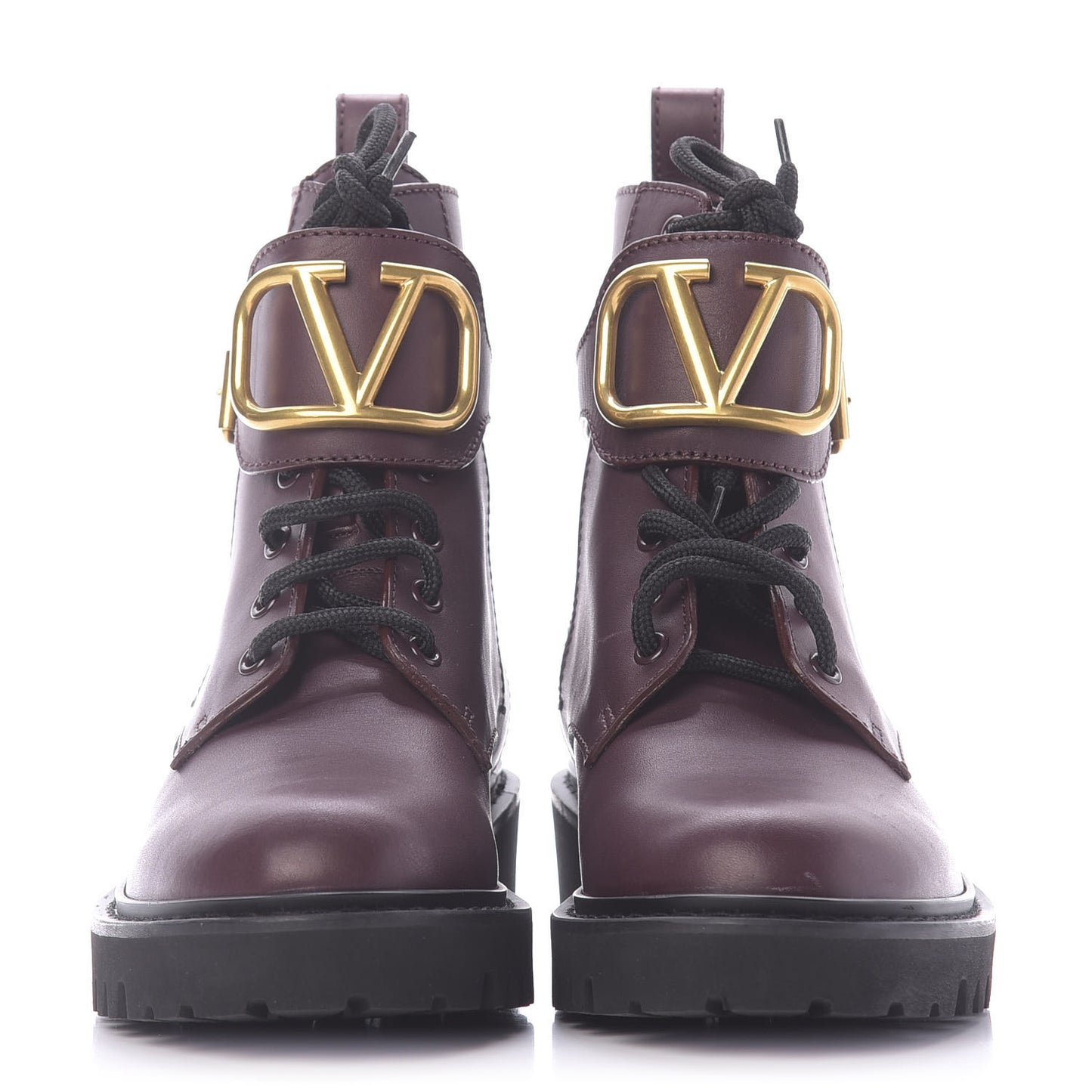 Calfskin Womens VLOGO 35mm Combat Boots 37 Rubin