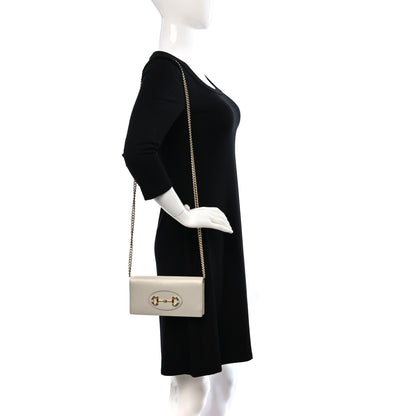 Gucci Boarded Plutone Calfskin Horsebit 1955 Wallet On Chain Mystic White 2 of 9