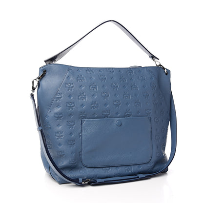 MCM Calfskin Ottomar Monogram Large Klara Hobo Luft Blue 2 of 8