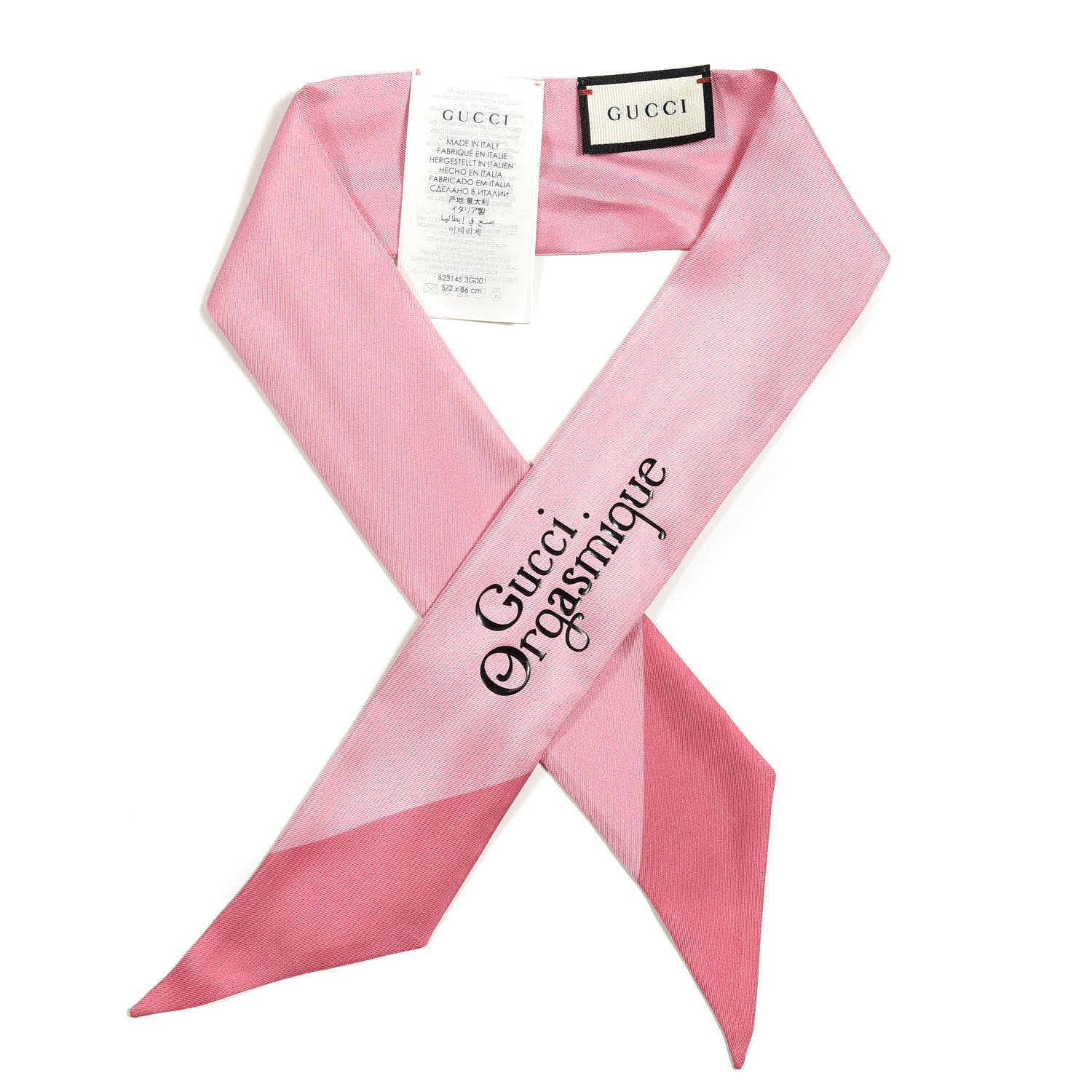 Gucci Silk Twill Gasmique Neck Bow Scarf Roseate 1 of 4