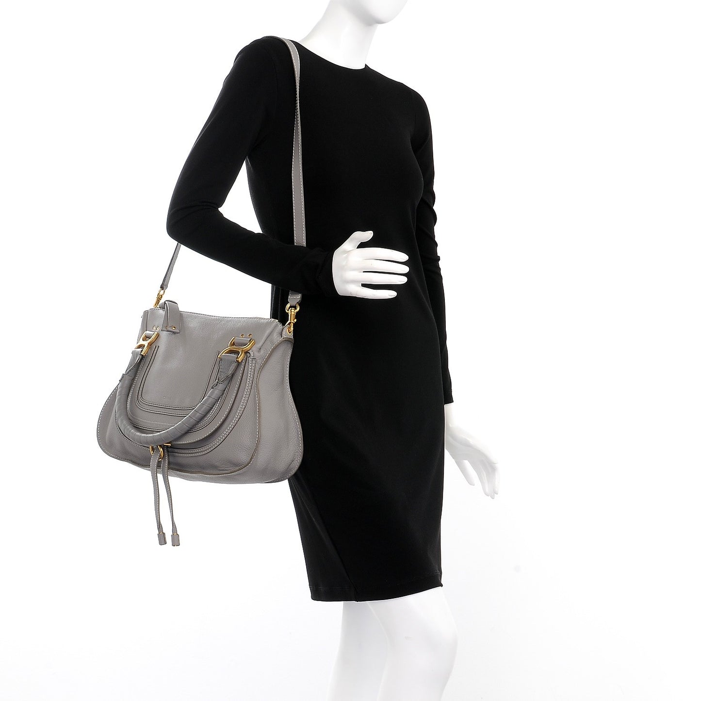 Calfskin Medium Marcie Satchel Cashmere Grey