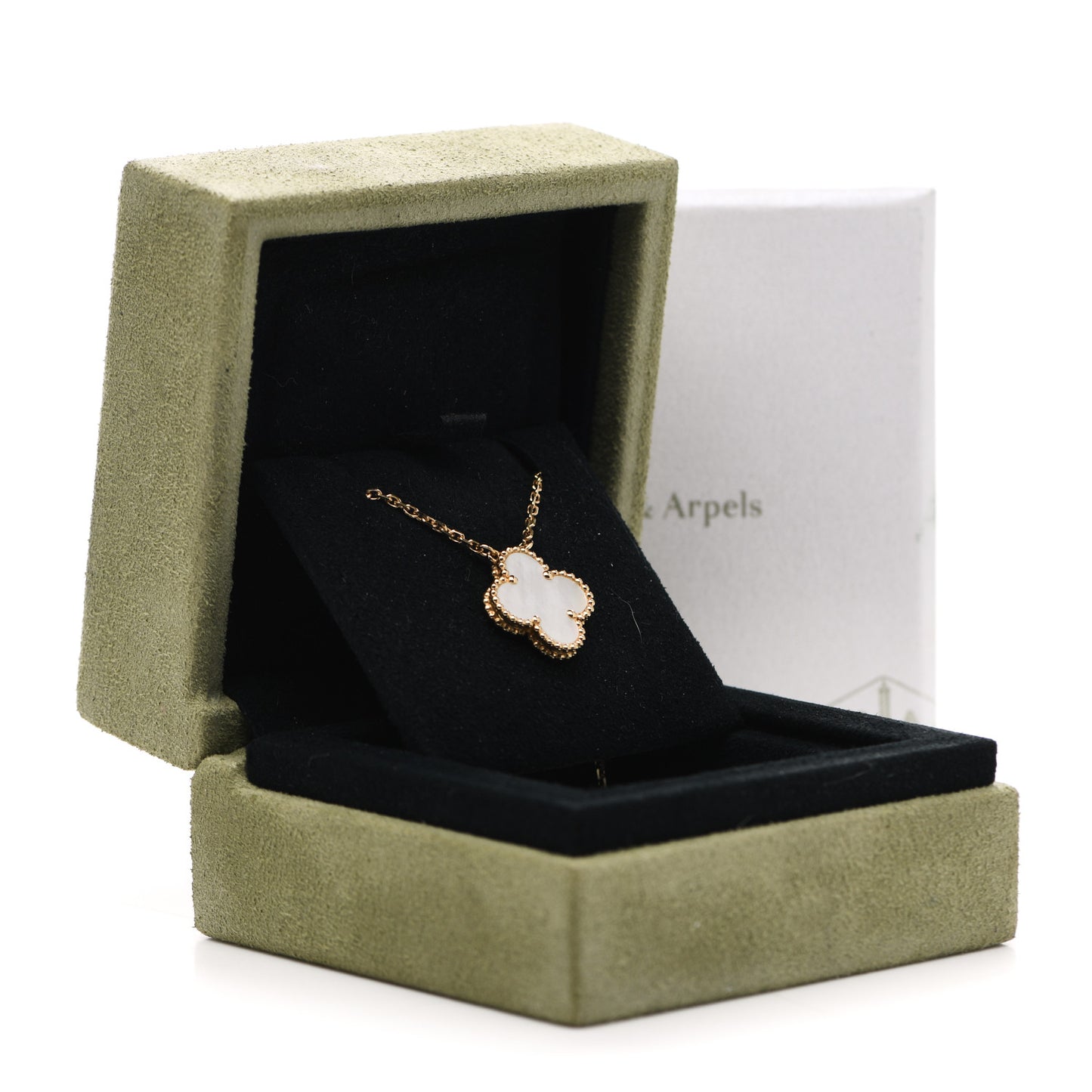 18K Yellow Gold Mother of Pearl Vintage Alhambra Pendant Necklace