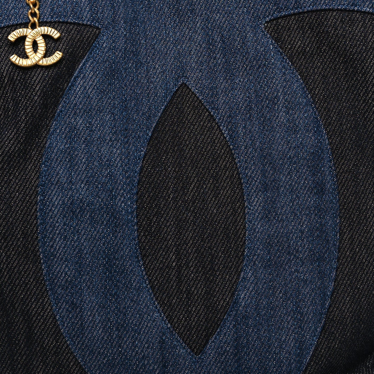 Denim Large Two Tone CC Shopping Tote Blue