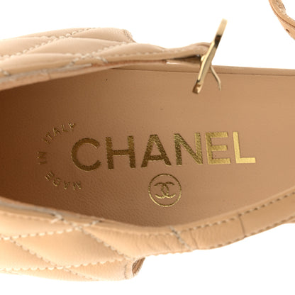 Chanel Lambskin Quilted Cap Toe Mary Jane Pumps 40 Beige Black 8 of 9
