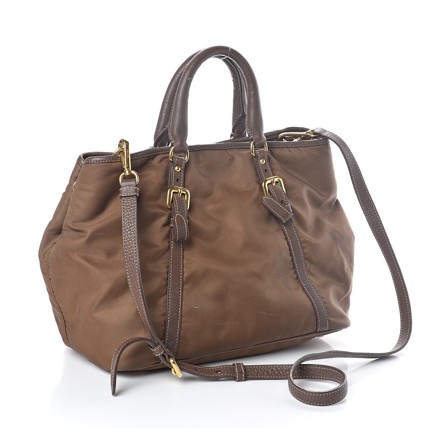 Prada Nylon Tessuto Vitello Daino Tote Corinto 3 of 10