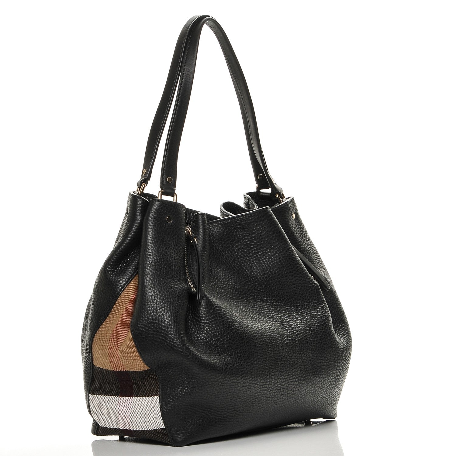 Burberry Grainy Calfskin House Check Medium Maidstone Black 3 of 7