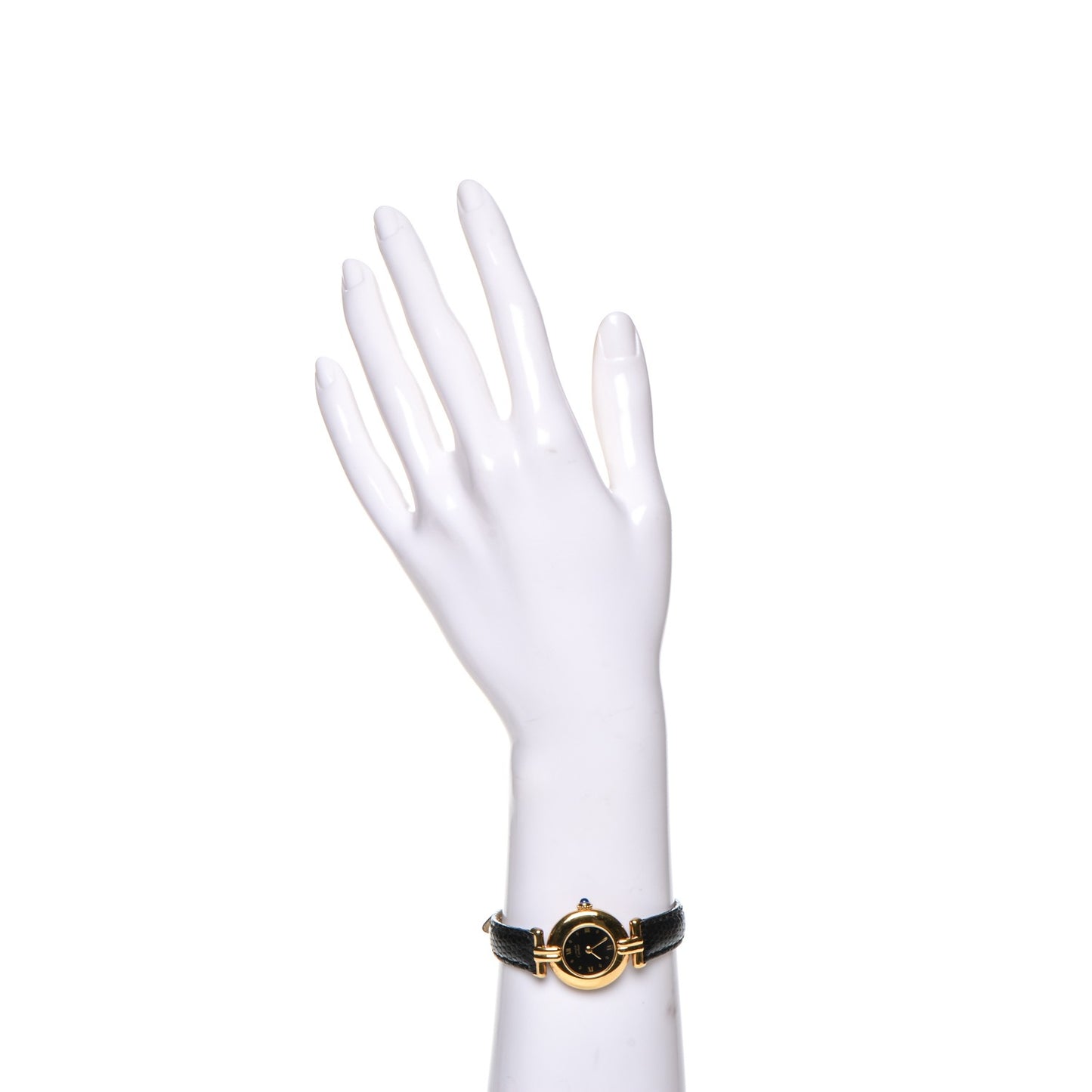 Sterling Silver Vermeil Lizard 23mm Must De Cartier Quartz Watch Black