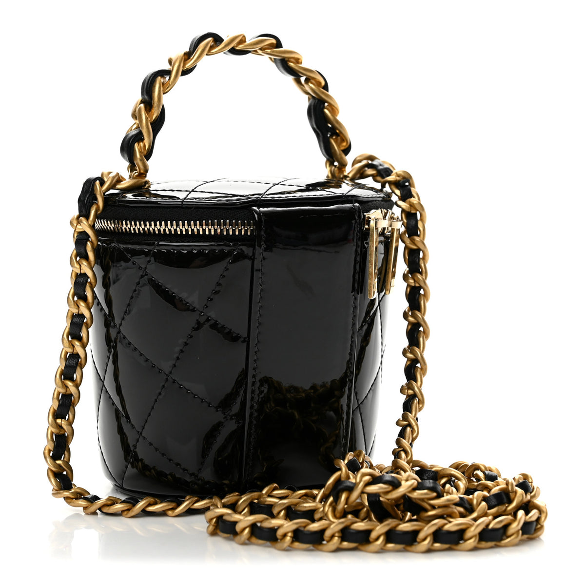 Chanel Patent Quilted Afternoon Tea Top Handle Vanity Case With Chain Black 3 of 12