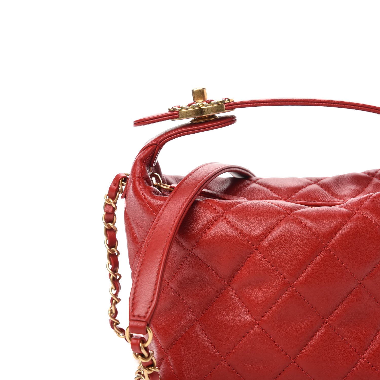 Chanel Lambskin Quilted Small Perfect Meeting Hobo Red 10 of 11