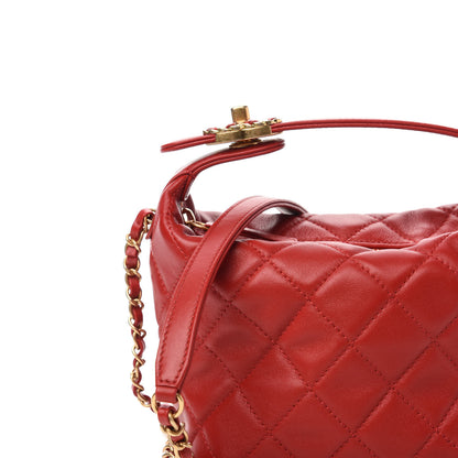 Chanel Lambskin Quilted Small Perfect Meeting Hobo Red 10 of 11
