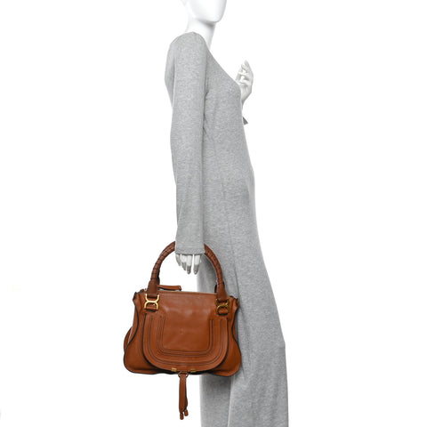 Calfskin Small Marcie Satchel Tan