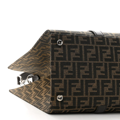 Fendi Recycled Fabric Jacquard Vitello Astro FF 1974 Shopping Tote Tobacco Moro Ebano 9 of 10