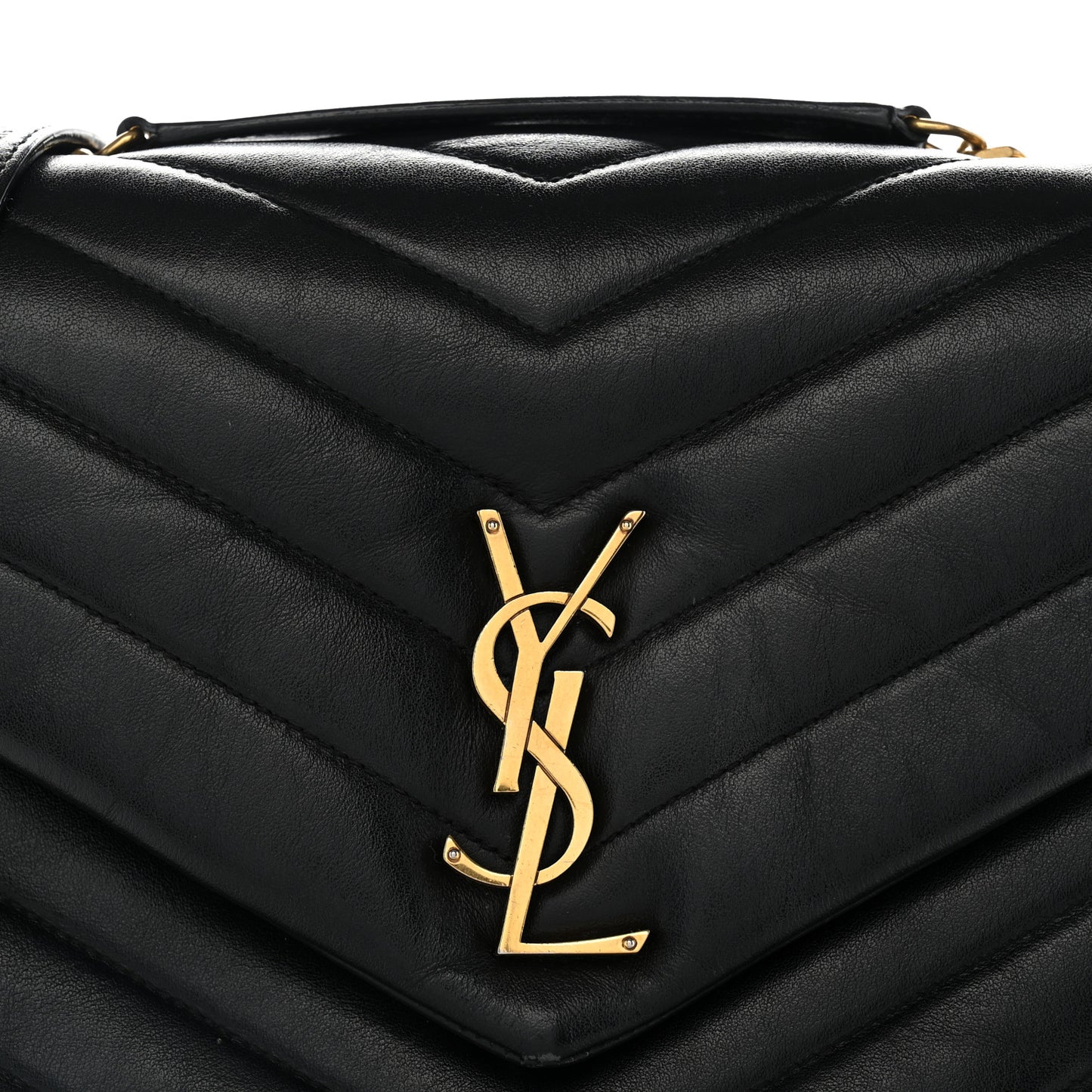 Calfskin Y Quilted Monogram Medium Loulou Chain Satchel Black