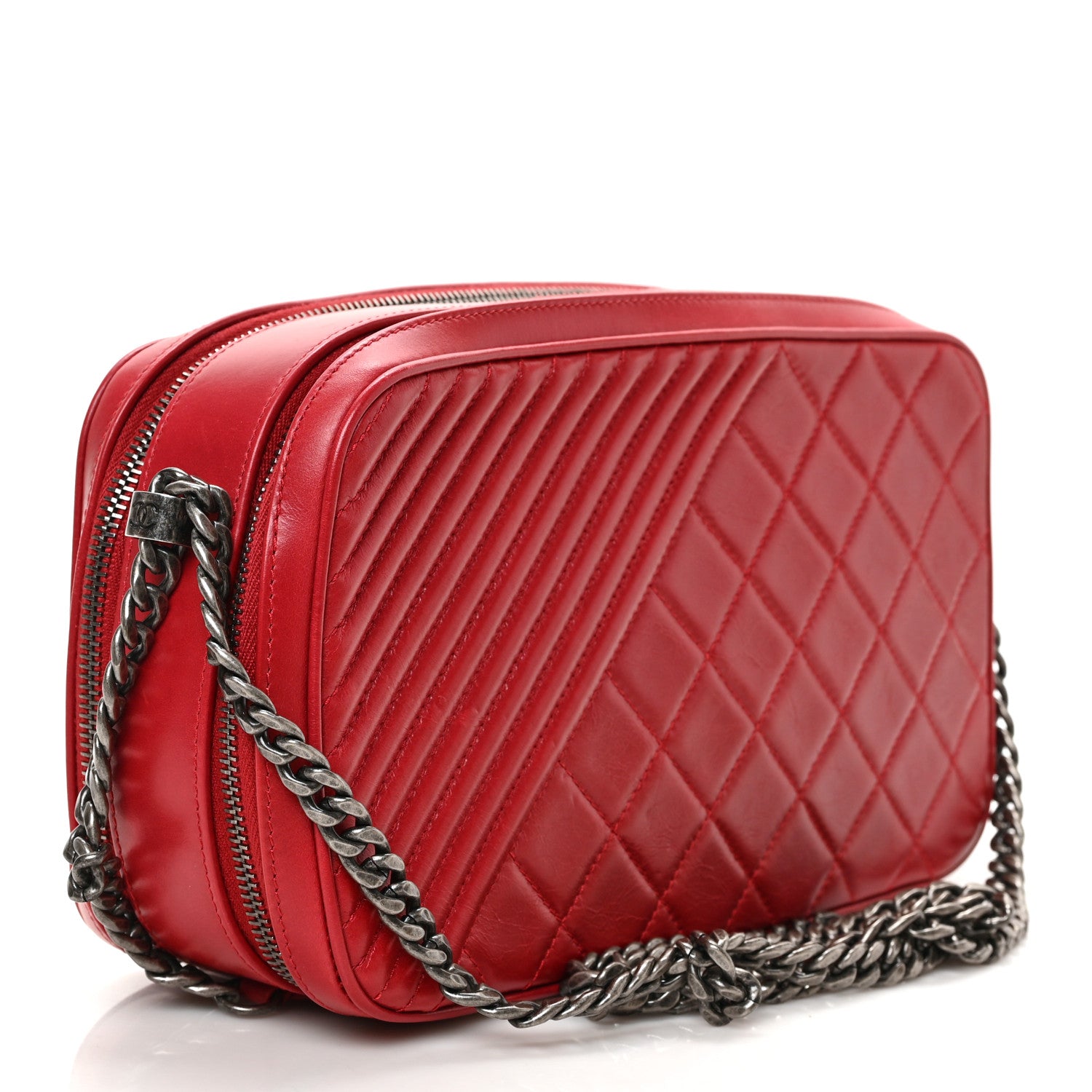 Chanel Lambskin Large Coco Boy Camera Case Red 3 of 11