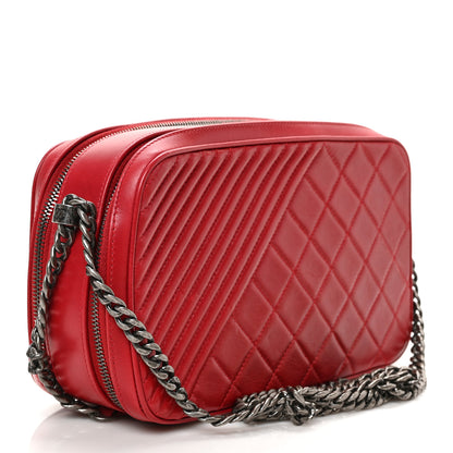 Chanel Lambskin Large Coco Boy Camera Case Red 3 of 11