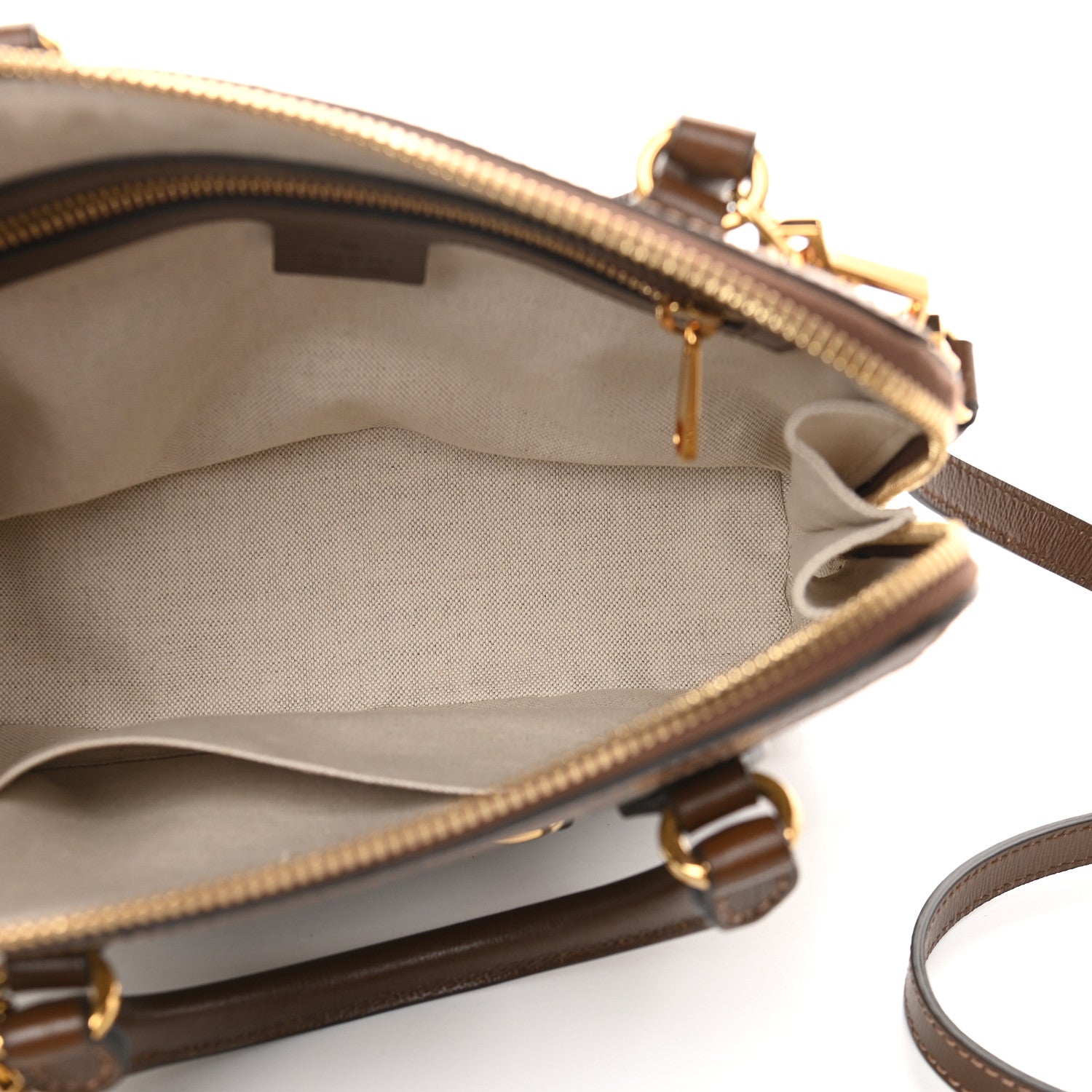 Gucci GG Supreme Monogram Azalea Calfskin Small Horsebit 1955 Top Handle Bag Beige Ebony Brown Sugar 5 of 9
