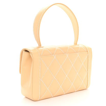 Chanel Calfskin Quilted Wild Stitch Top Handle Flap Beige 3 of 9