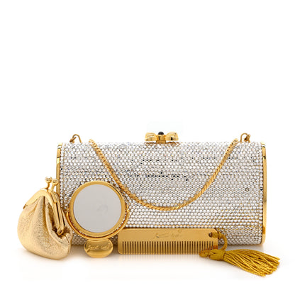 Judith Leiber Swarovski Crystal Minaudiere Clutch Gold 1 of 13