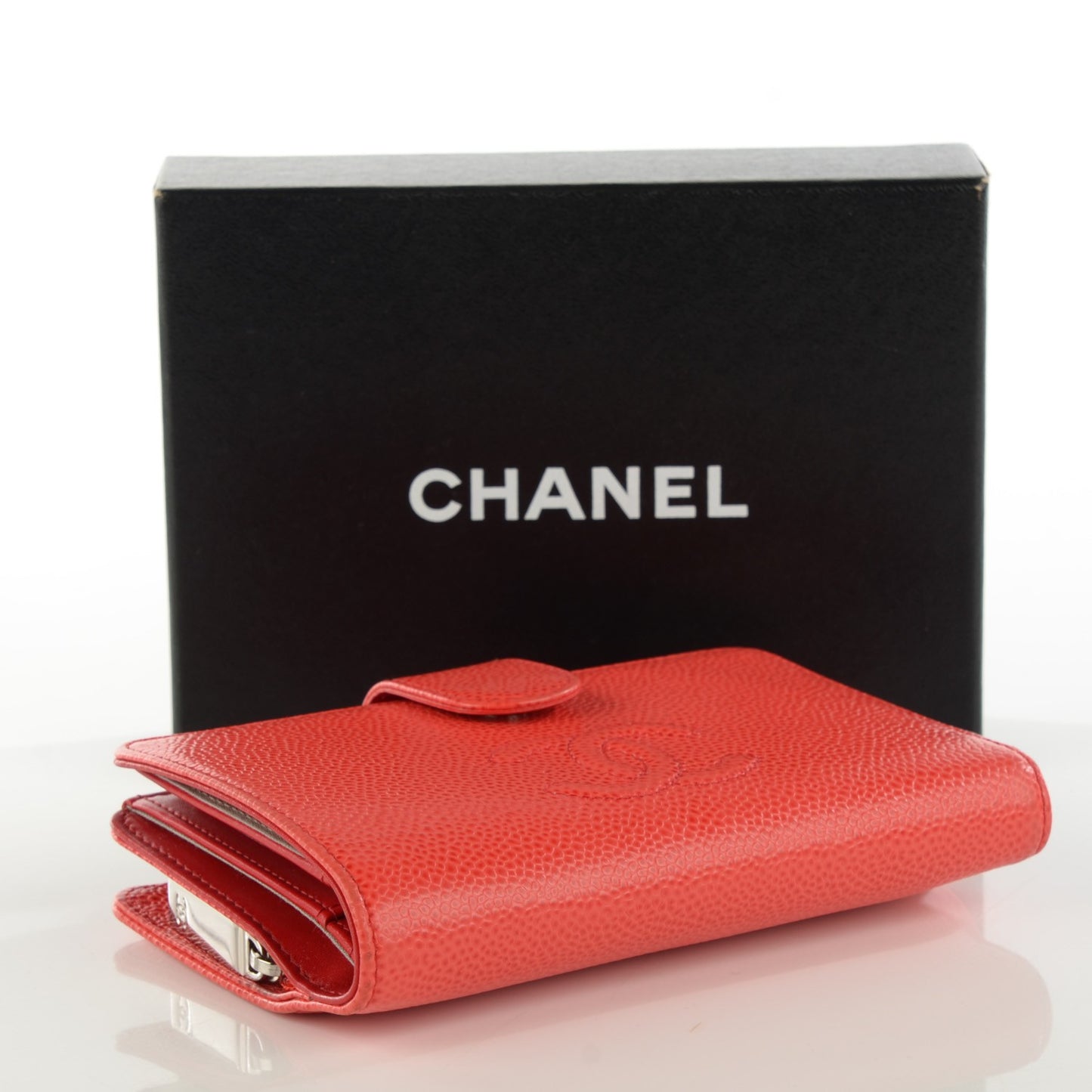 Caviar Timeless CC L-Zip Pocket Wallet Light Red