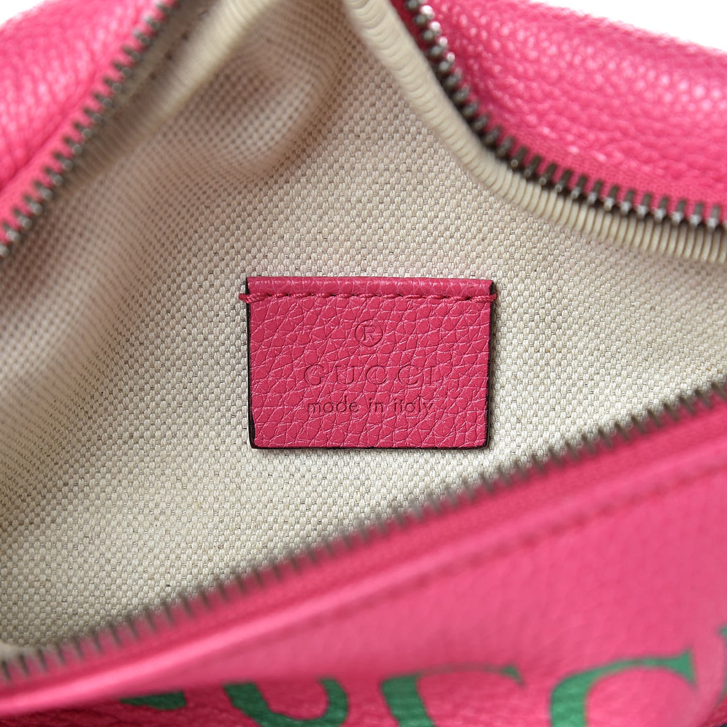 Grained Calfskin Small Logo Belt Bag Box Pink Green