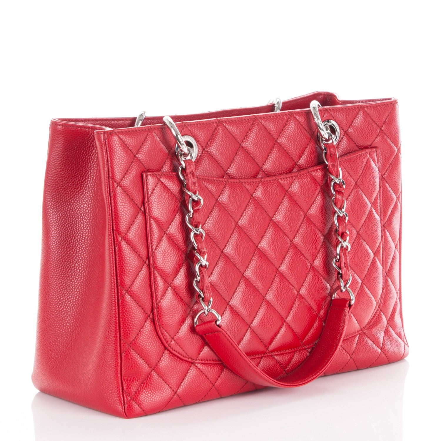 Chanel Caviar Quilted Grand Shopping Tote GST Red 3 of 7