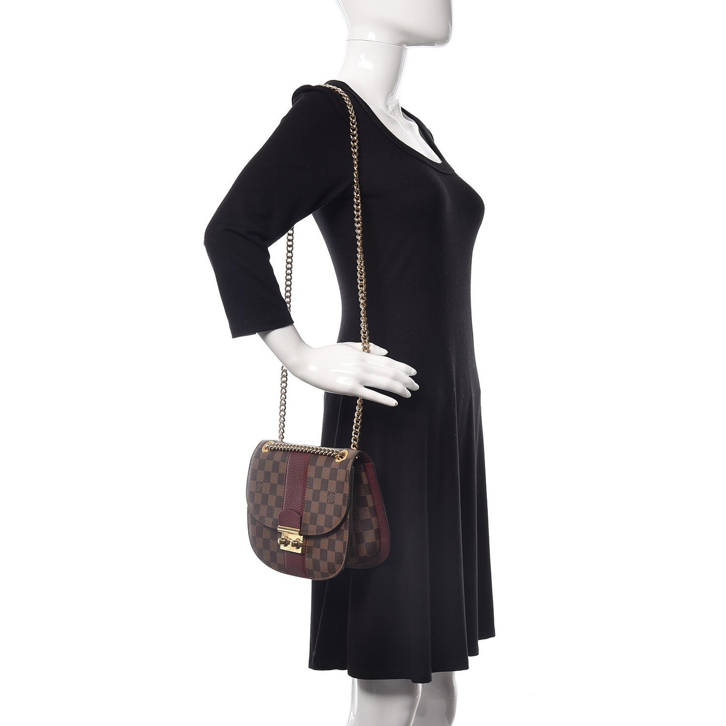 Damier Ebene Cuir Taurillon Wight Bordeaux
