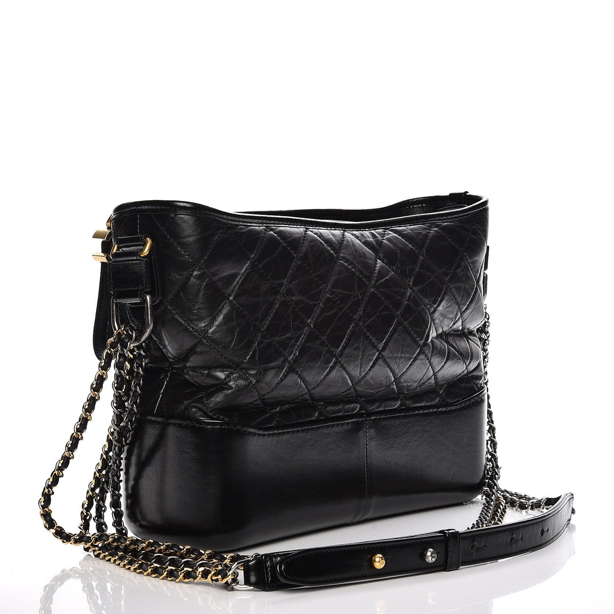 Chanel Aged Calfskin Quilted Medium Gabrielle Hobo Black 3 of 7
