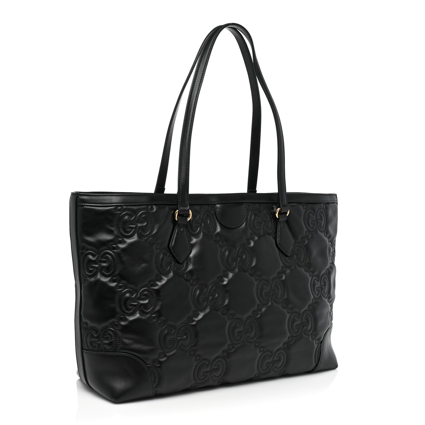 Calfskin GG Matelasse Medium Ophidia Shopping Tote Black