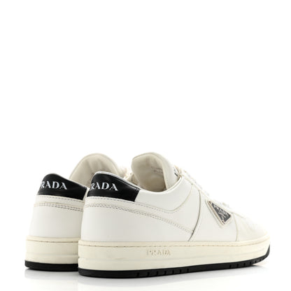 Prada Vitello Rois Triangle Womens Downtown Low Top 30mm Sneakers 39 White Black 5 of 11