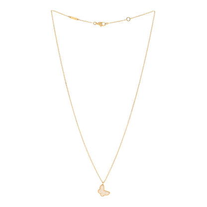 Van Cleef & Arpels 18K Yellow Gold Mother of Pearl Sweet Alhambra Butterfly Pendant Necklace 3 of 6