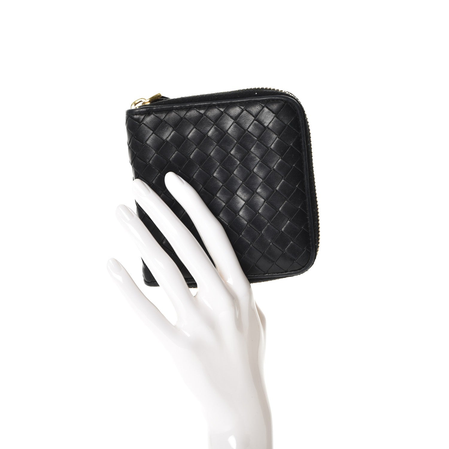 Bottega Veneta Nappa Intrecciato Zip Around Compact Wallet Nero Black 2 of 11