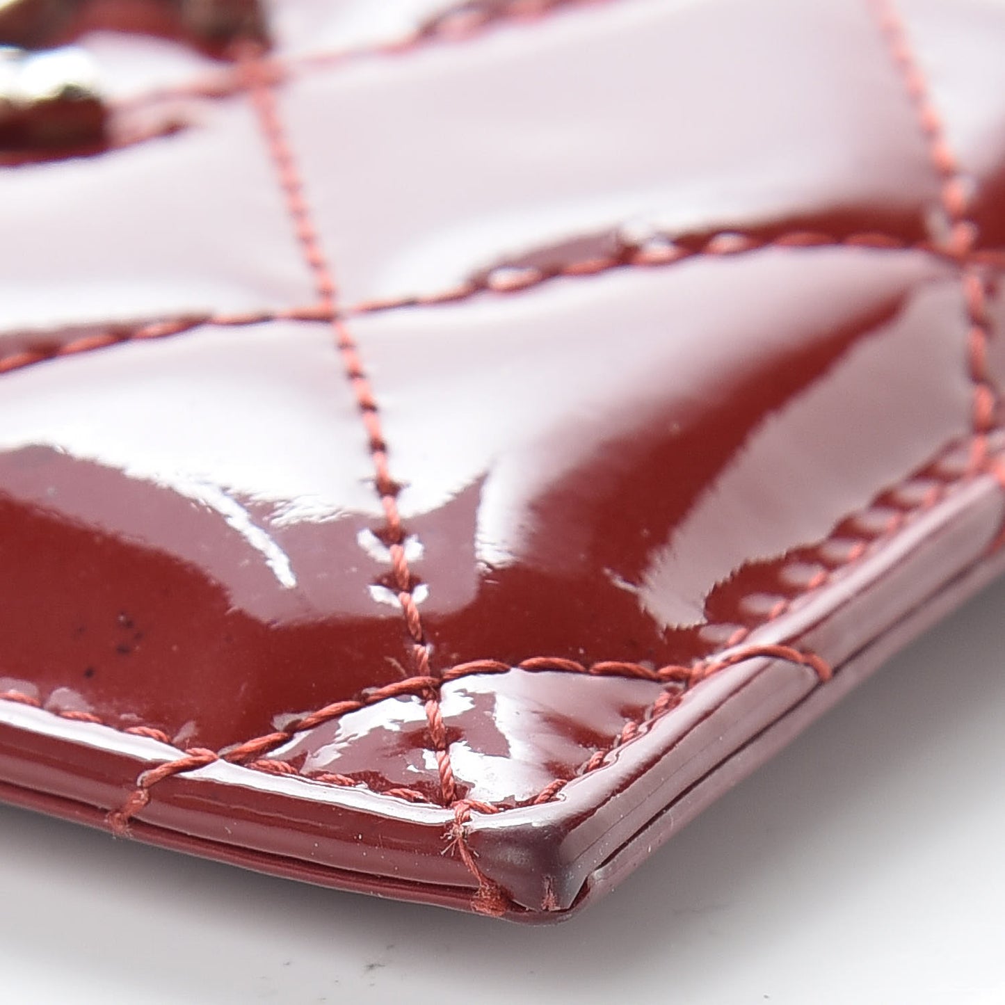 Patent Quilted Brilliant Card Holder Red