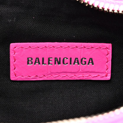Balenciaga Extra Supple Calfskin Crocodile Embossed XS Le Cagole Shoulder Bag Lipstick Pink 6 of 11