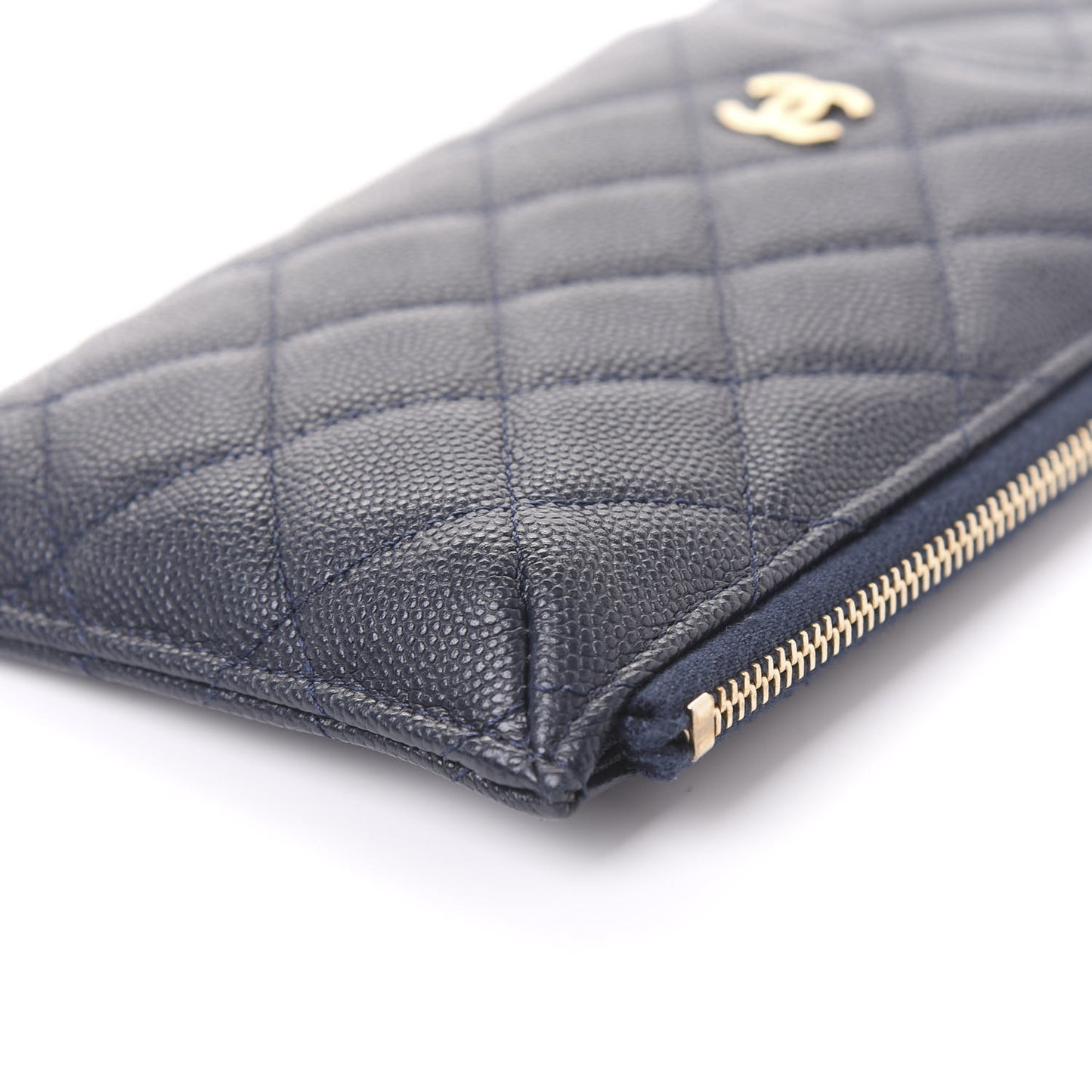 Caviar Quilted Classic Flat Wallet Pouch Blue