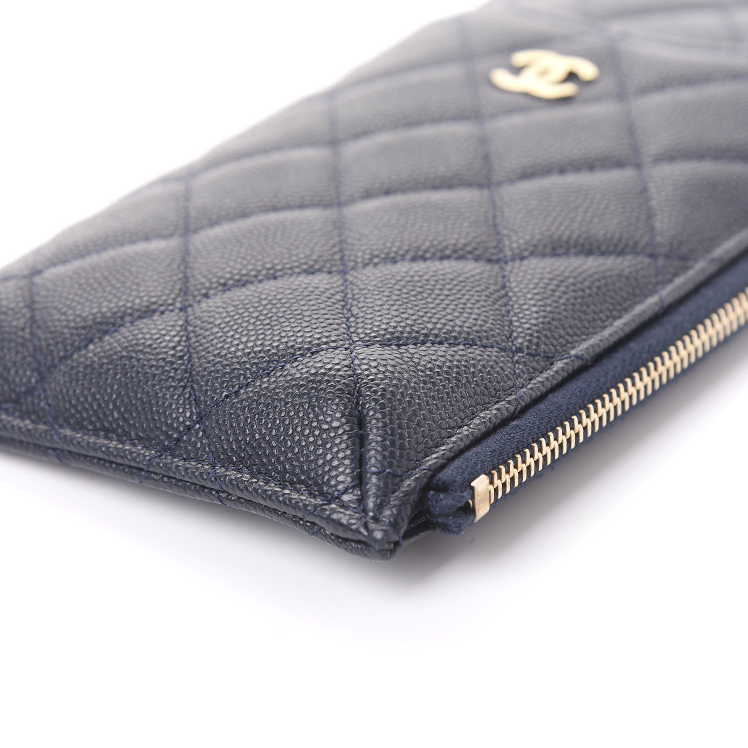 Chanel Caviar Quilted Classic Flat Wallet Pouch Blue 7 of 12
