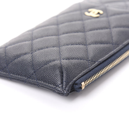 Chanel Caviar Quilted Classic Flat Wallet Pouch Blue 7 of 12