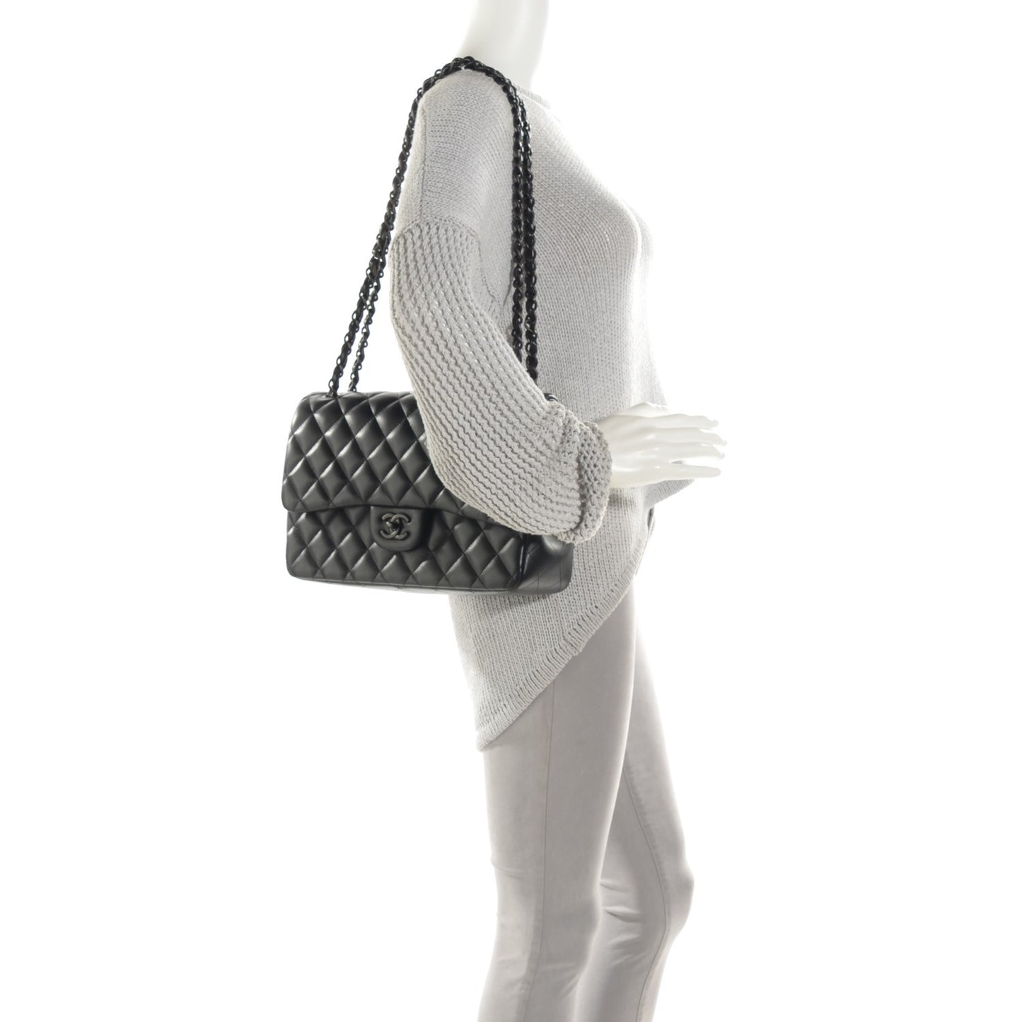 Lambskin Quilted Jumbo Double Flap So Black