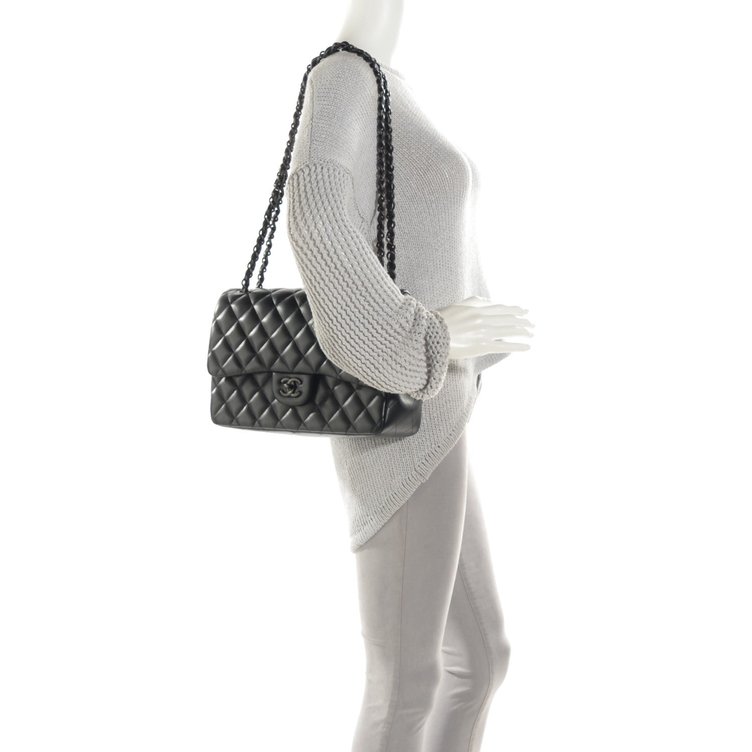 Chanel Lambskin Quilted Jumbo Double Flap So Black 2 of 9