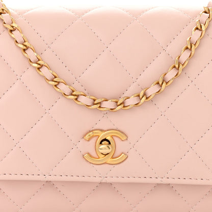 Chanel Lambskin Quilted CC Pearl Crush Wallet on Chain WOC Pink 9 of 12