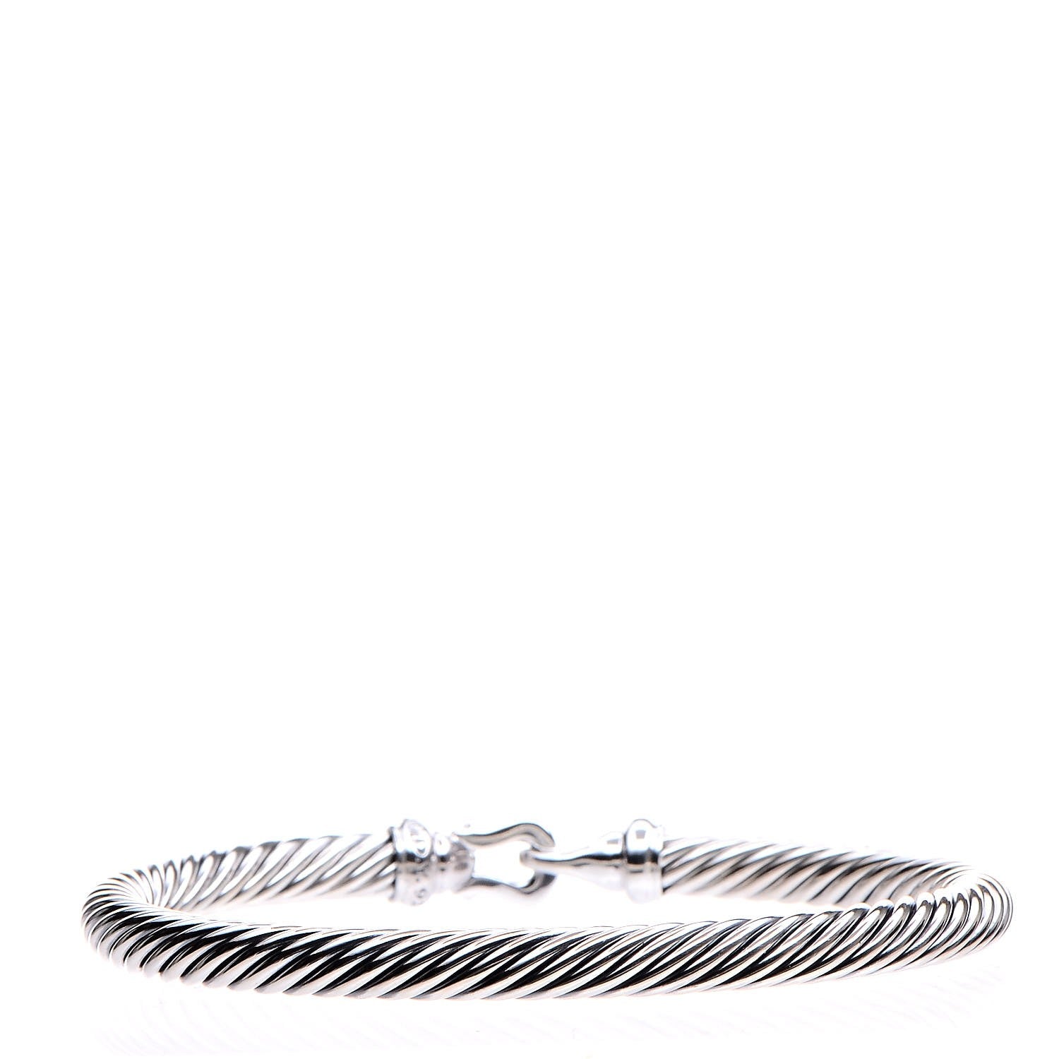David Yurman Sterling Silver Diamond 5mm Cable Buckle Bracelet 3 of 6