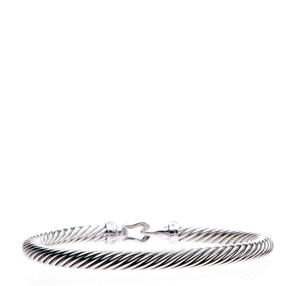 David Yurman Sterling Silver Diamond 5mm Cable Buckle Bracelet 3 of 6