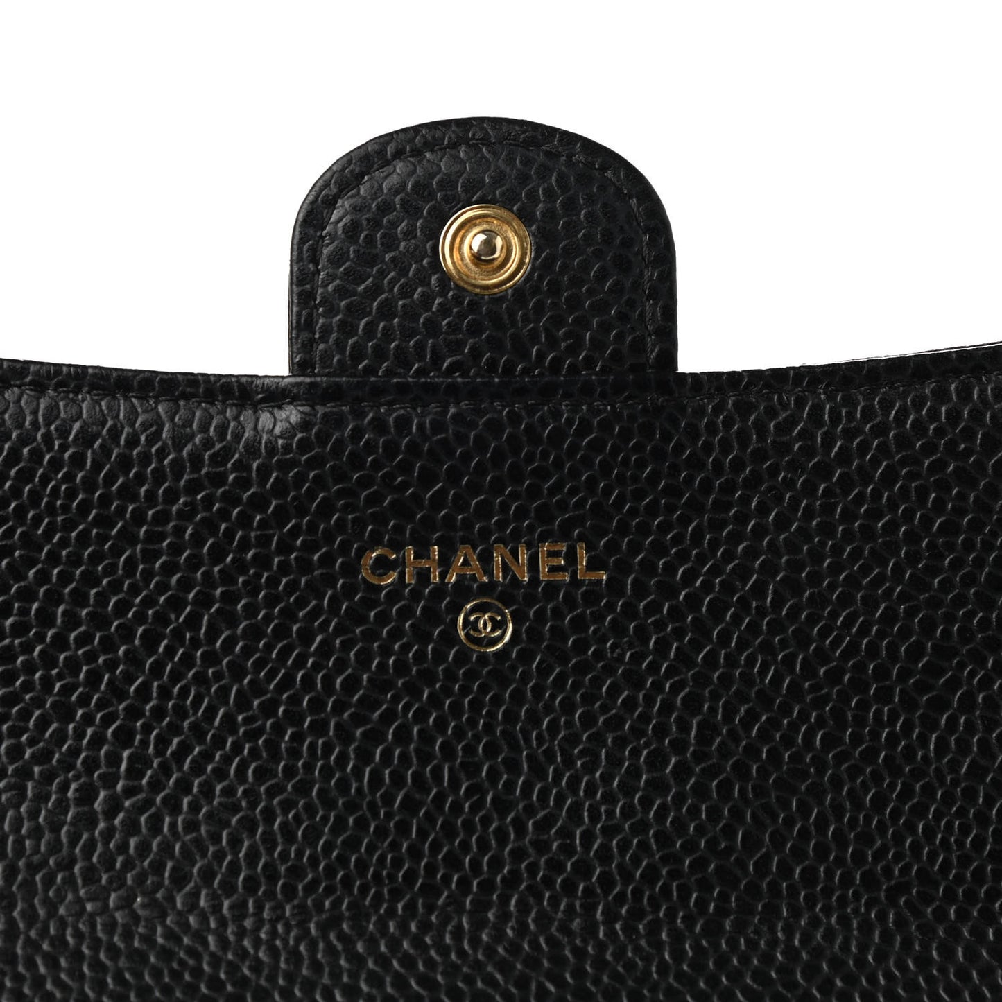 Caviar Quilted Large Gusset Flap Wallet Black